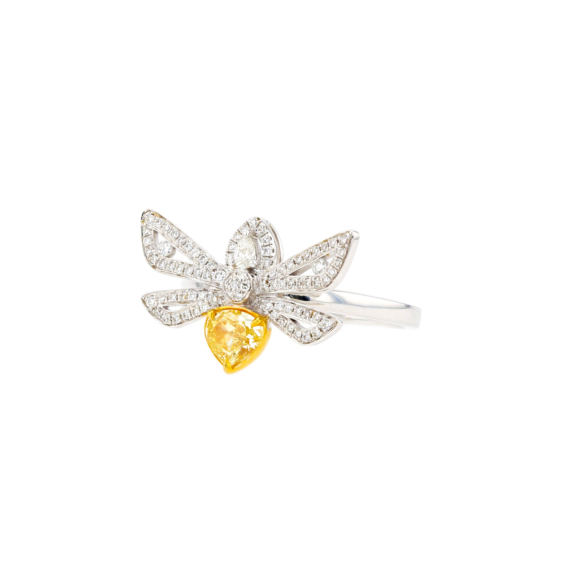 18KG 0.43ct Natural Untreated Yellow Diamond Ring