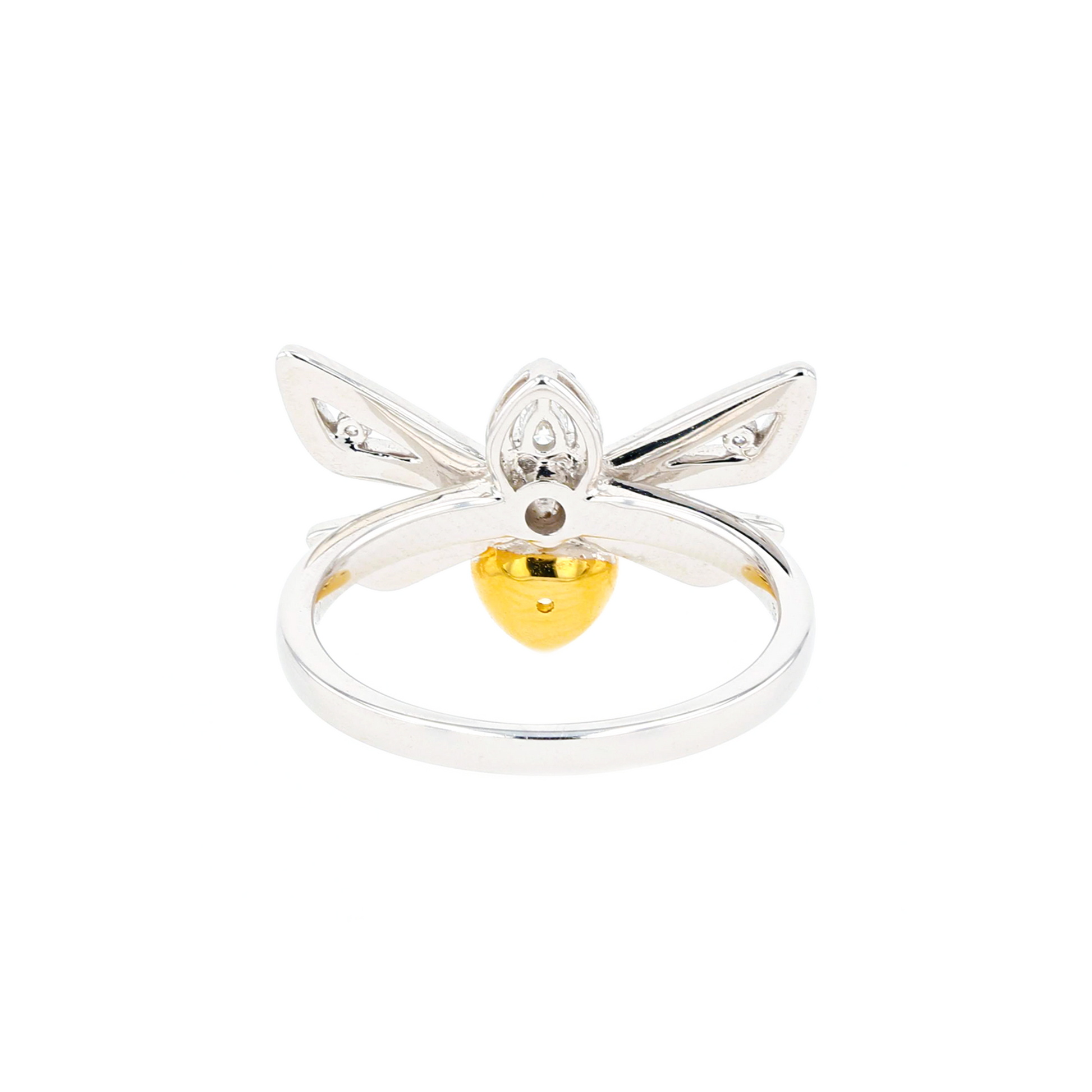 18KG 0.43ct Natural Untreated Yellow Diamond Ring