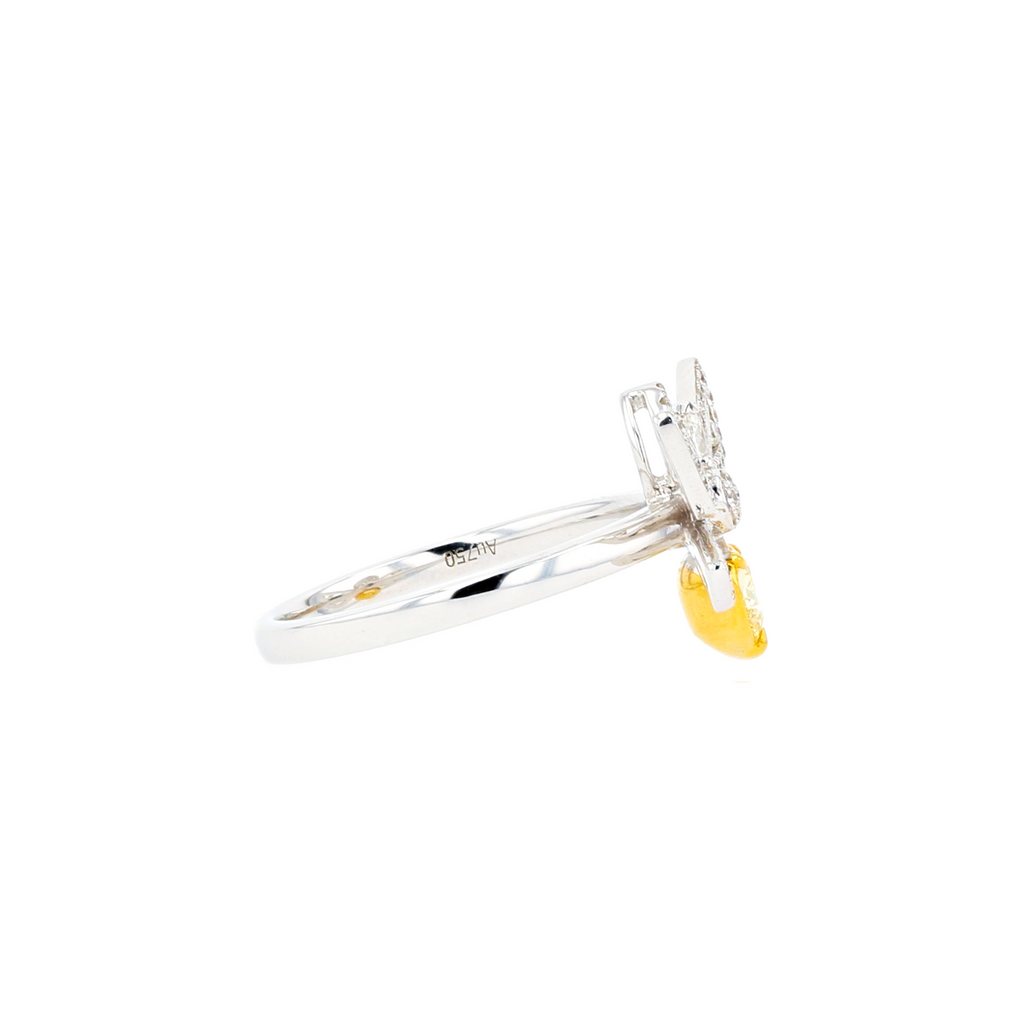 18KG 0.43ct Natural Untreated Yellow Diamond Ring