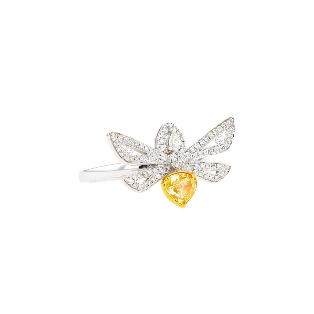 18KG 0.43ct Natural Untreated Yellow Diamond Ring