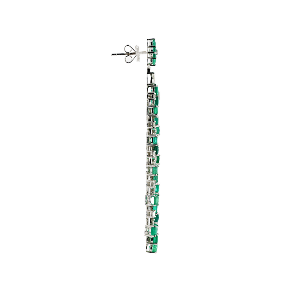18KG Natural Green Emerald Diamond Earrings