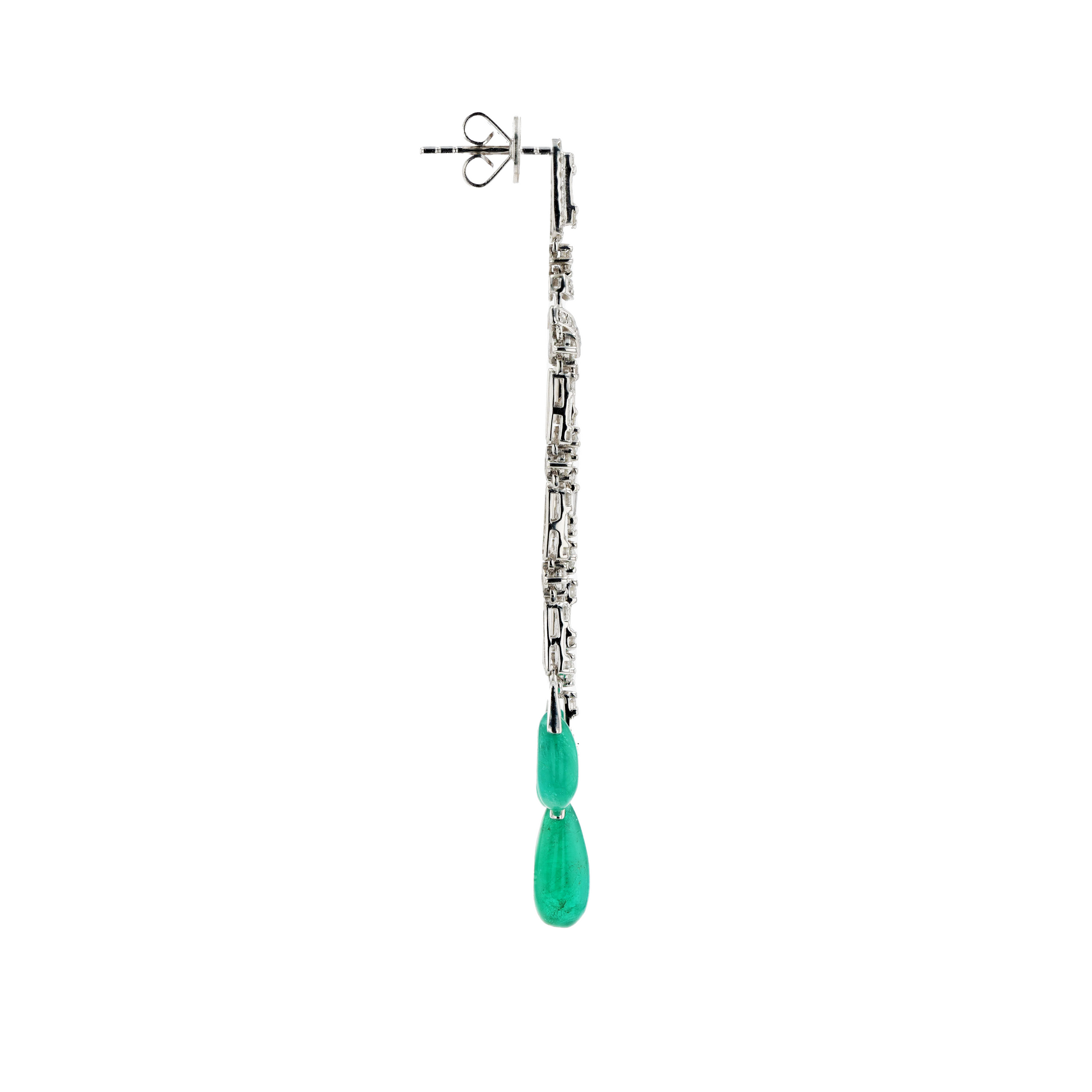 18KG Natural Green Emerald Diamond Earrings