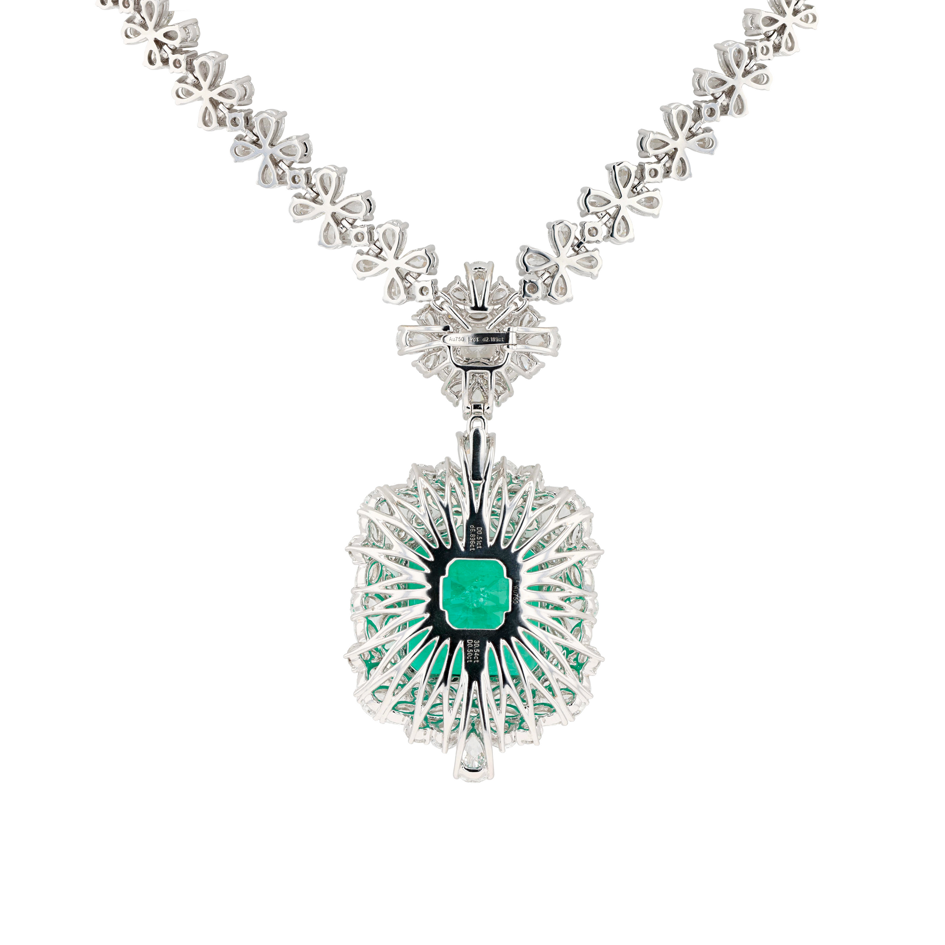 18KG Natural Green Emerald Diamond Necklace/Ring