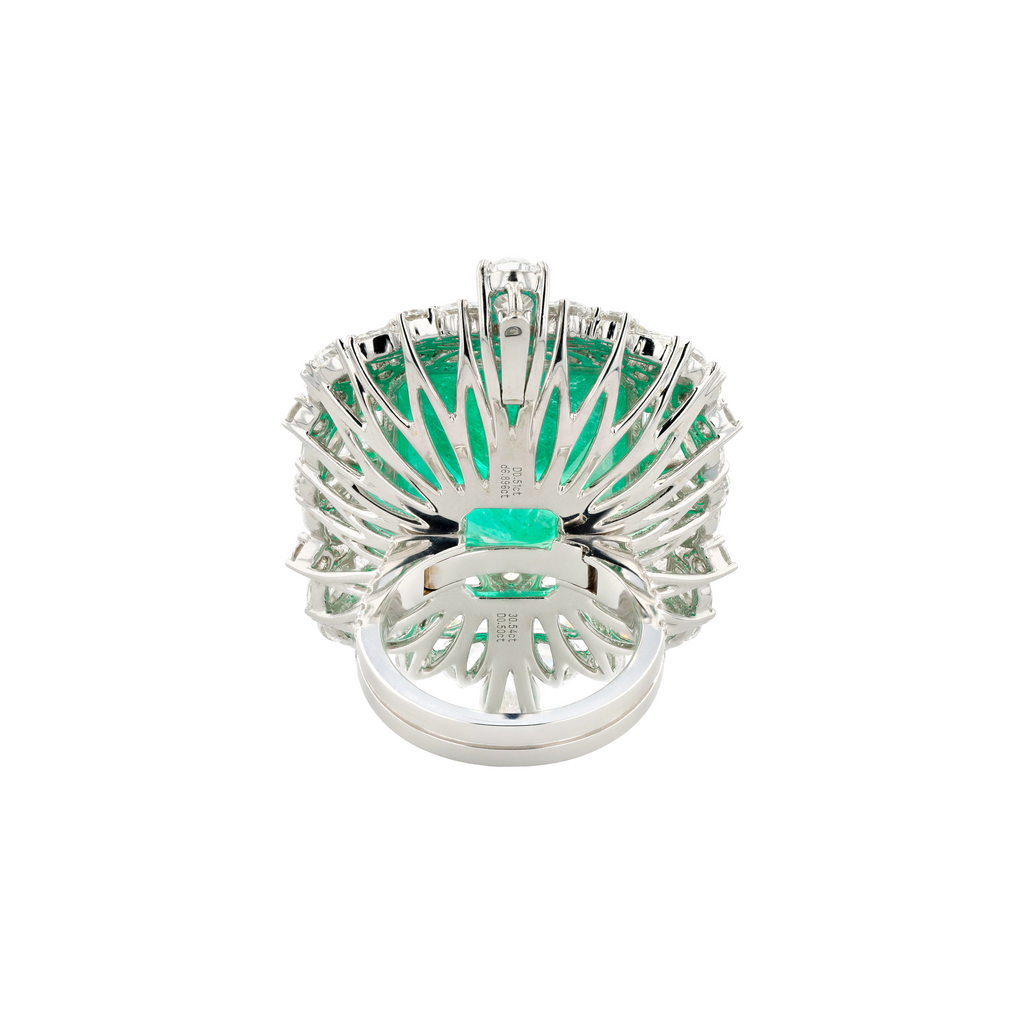 18KG Natural Green Emerald Diamond Necklace/Ring