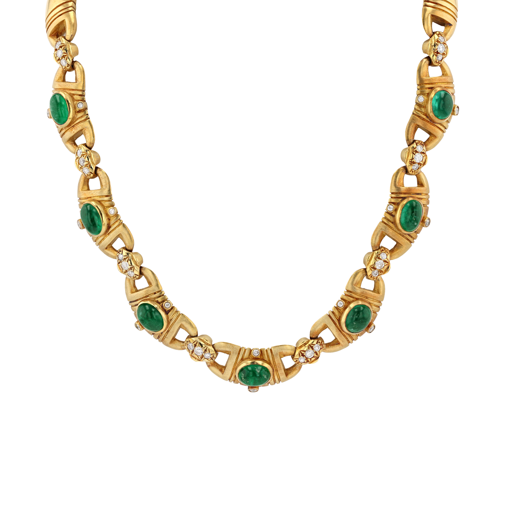18KG Natural Green Emerald Diamond Choker Necklace