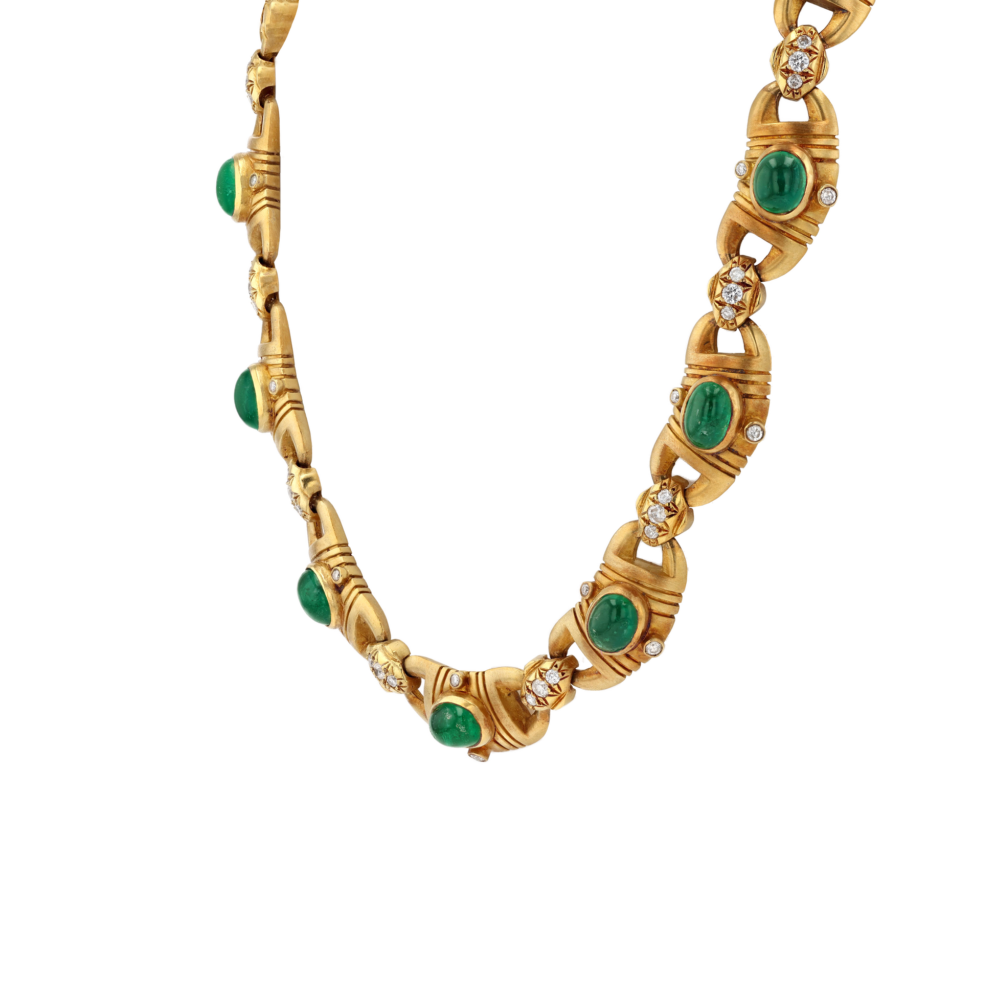 18KG Natural Green Emerald Diamond Choker Necklace