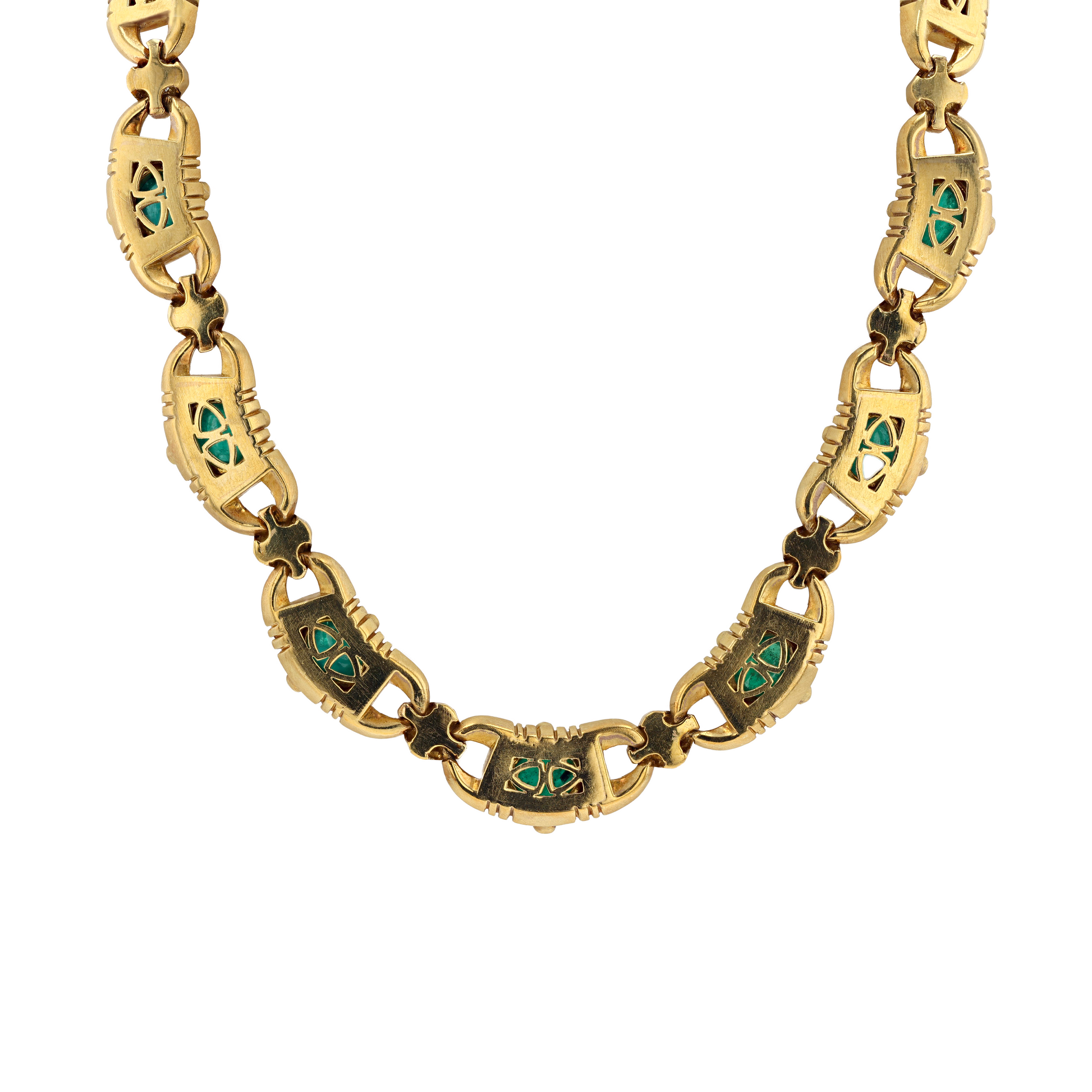 18KG Natural Green Emerald Diamond Choker Necklace