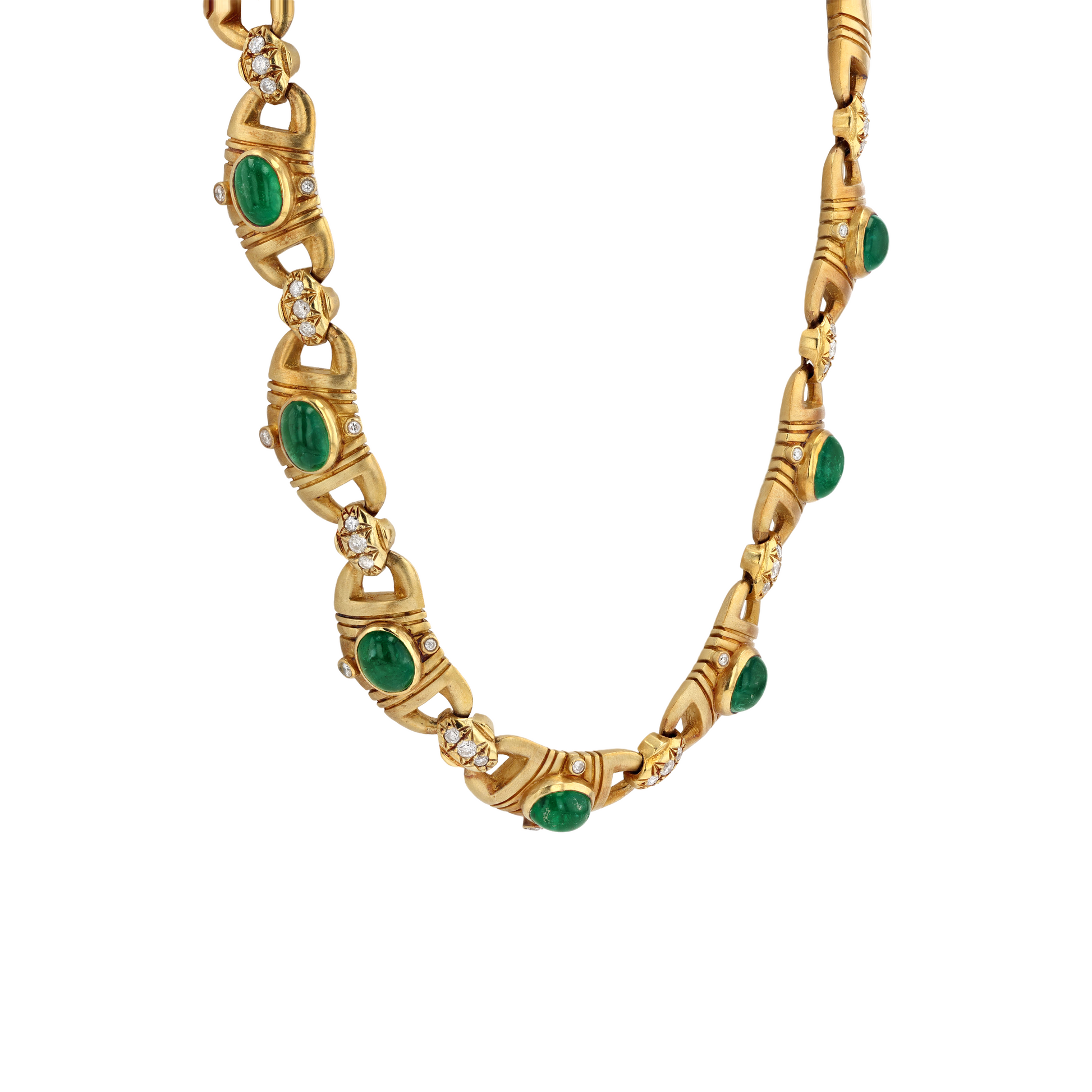 18KG Natural Green Emerald Diamond Choker Necklace