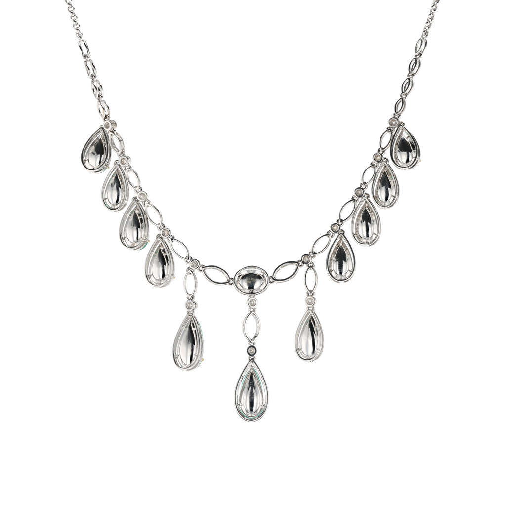 18KG Natural Green Emerald Diamond Necklace