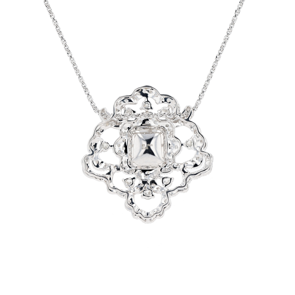 18KG Natural Green Emerald Diamond Necklace