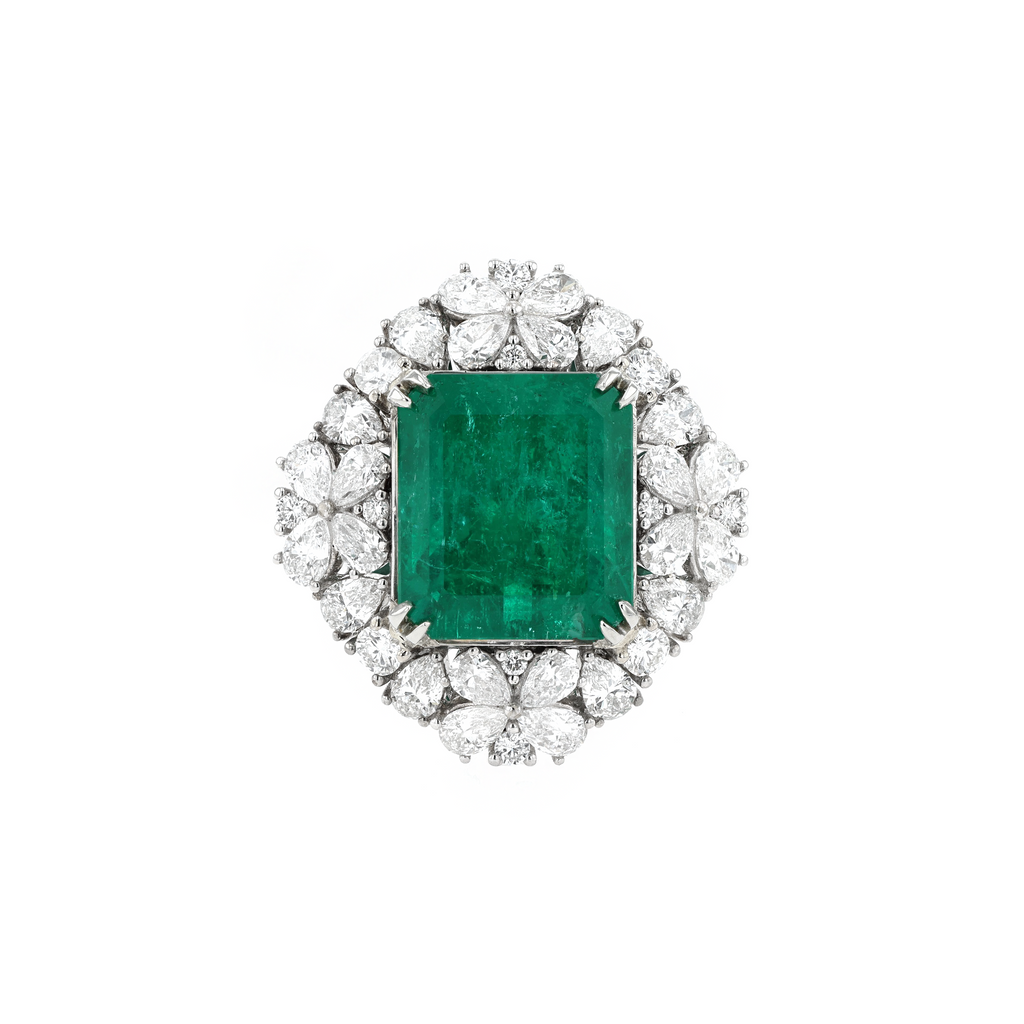 18KG Natural Vivid Muzo Green Emerald Diamond Ring/Pendant