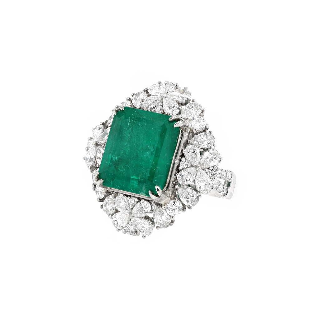 18KG Natural Vivid Muzo Green Emerald Diamond Ring/Pendant