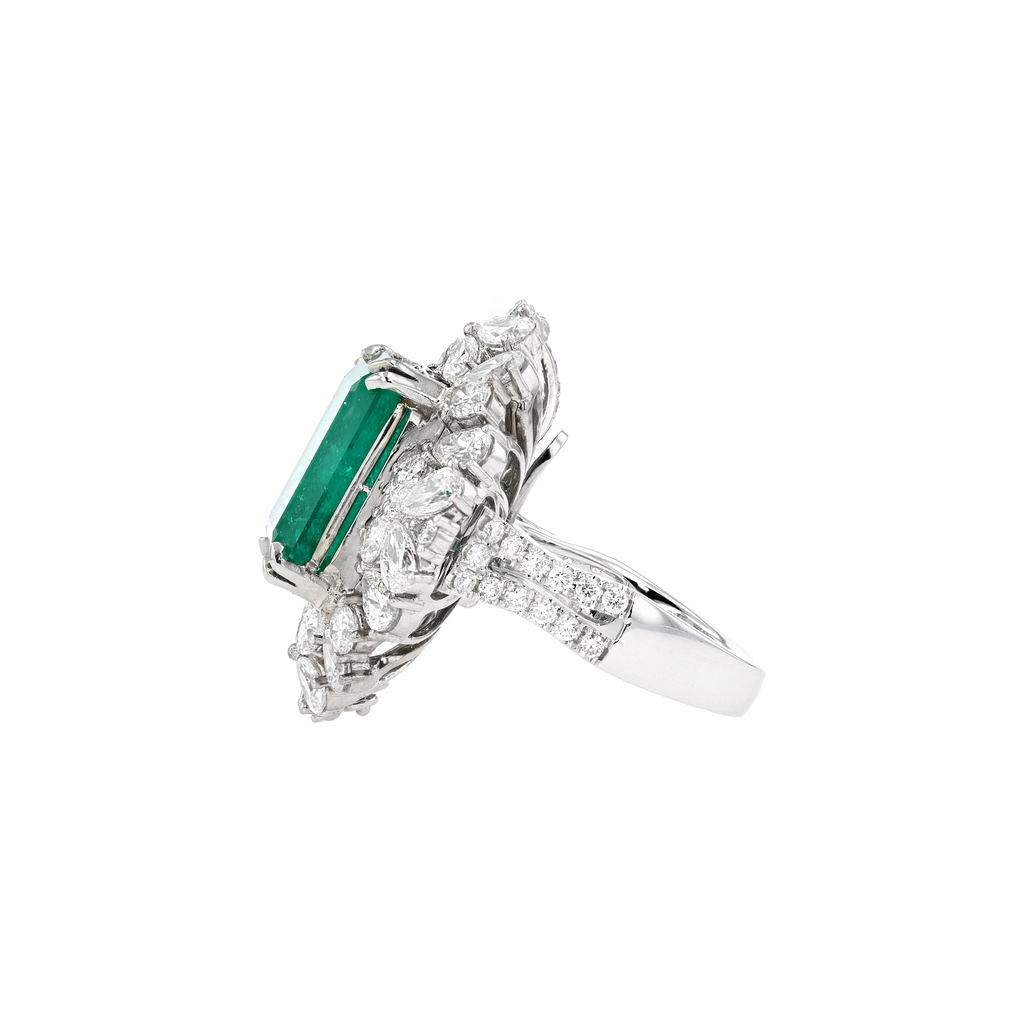 18KG Natural Vivid Muzo Green Emerald Diamond Ring/Pendant
