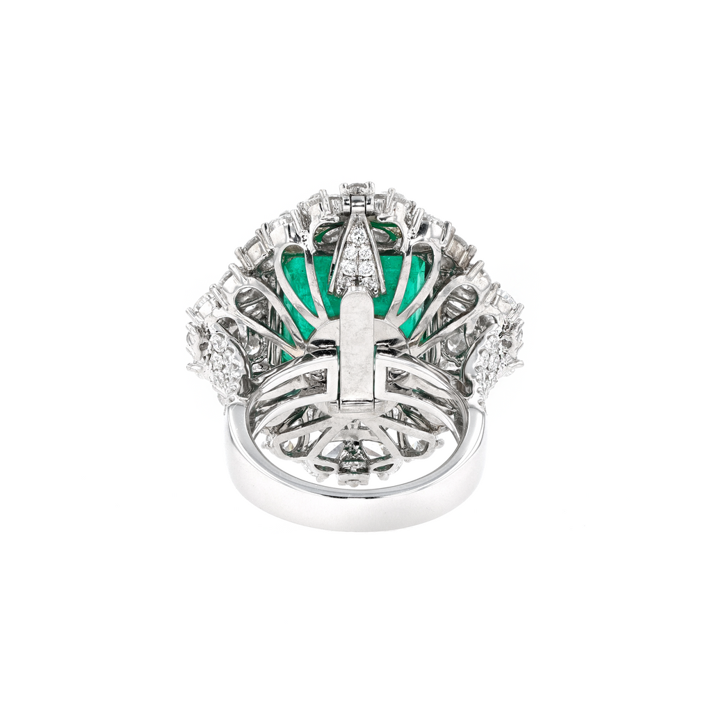 18KG Natural Vivid Muzo Green Emerald Diamond Ring/Pendant