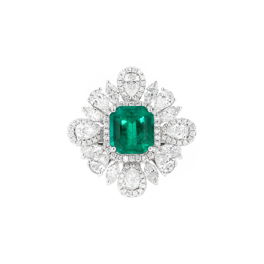 18KG Natural Vivid Muzo Green Emerald Diamond Ring/Pendant