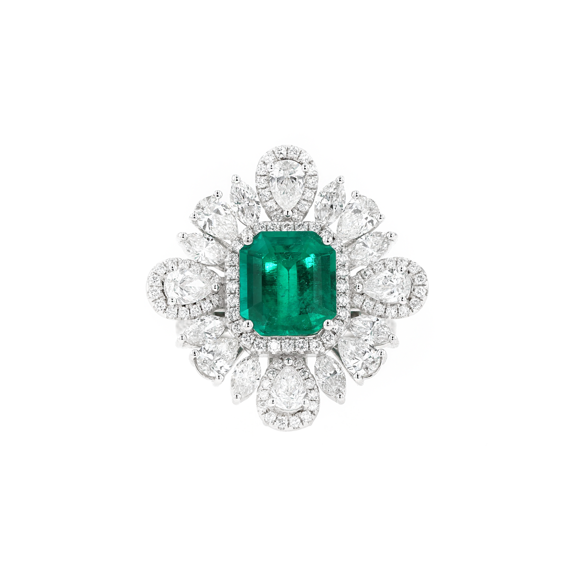 18KG Natural Vivid Muzo Green Emerald Diamond Ring/Pendant
