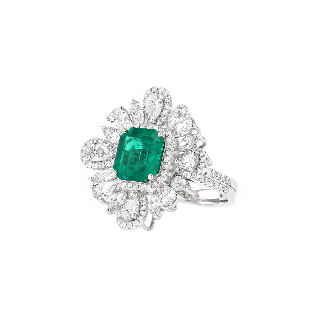 18KG Natural Vivid Muzo Green Emerald Diamond Ring/Pendant