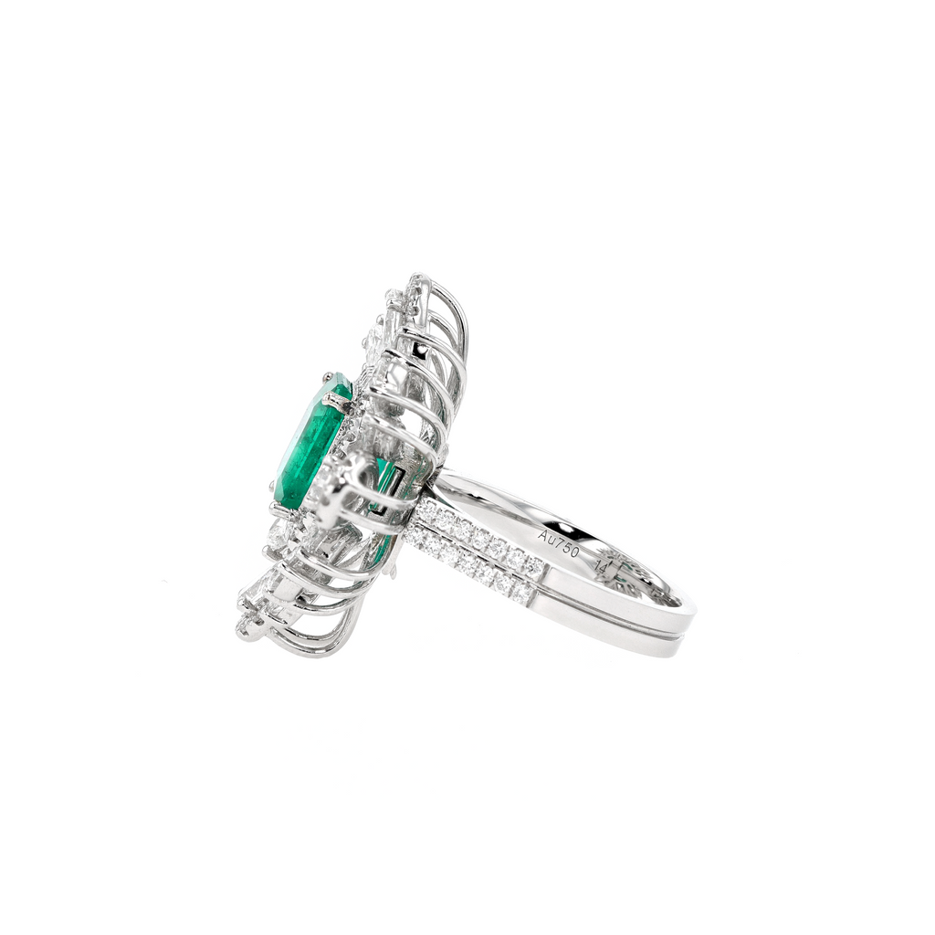 18KG Natural Vivid Muzo Green Emerald Diamond Ring/Pendant