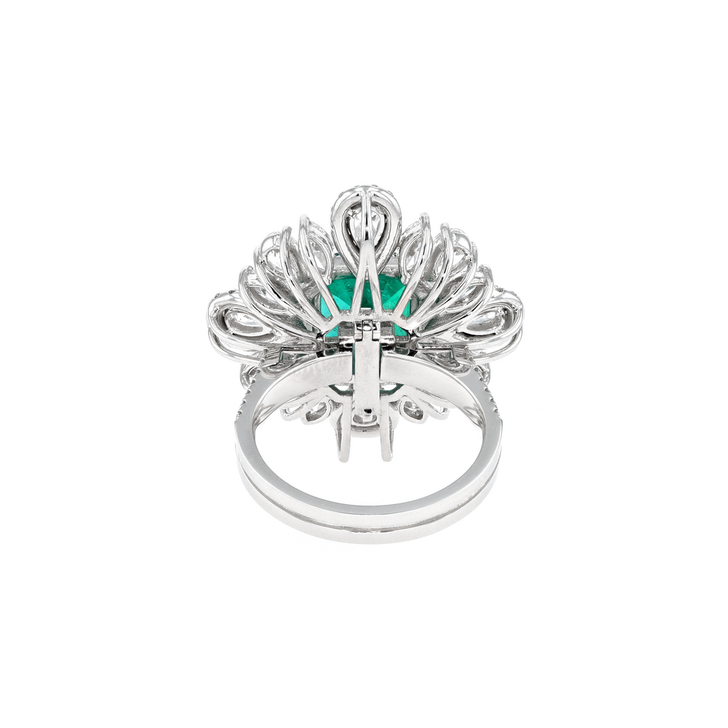 18KG Natural Vivid Muzo Green Emerald Diamond Ring/Pendant