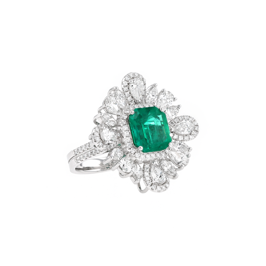 18KG Natural Vivid Muzo Green Emerald Diamond Ring/Pendant