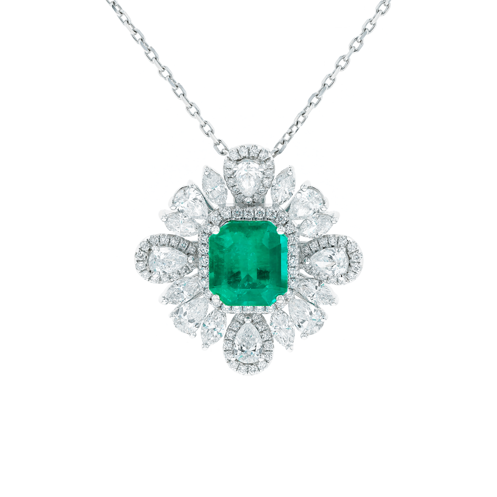 18KG Natural Vivid Muzo Green Emerald Diamond Ring/Pendant