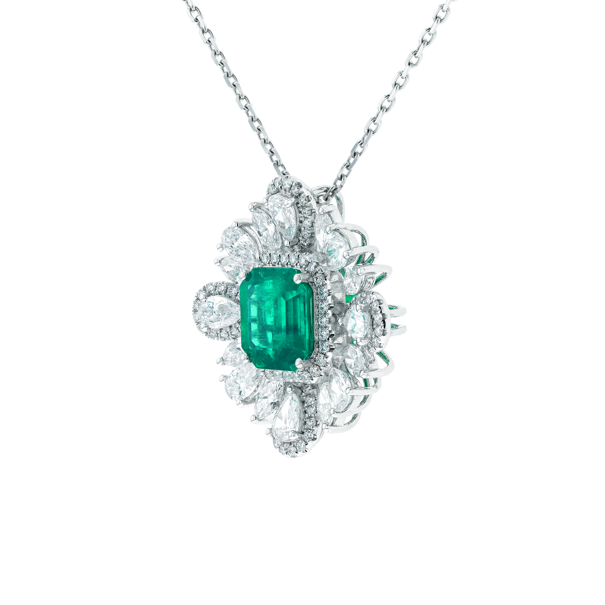 18KG Natural Vivid Muzo Green Emerald Diamond Ring/Pendant