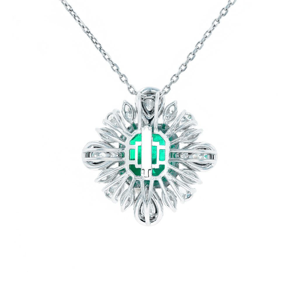18KG Natural Vivid Muzo Green Emerald Diamond Ring/Pendant