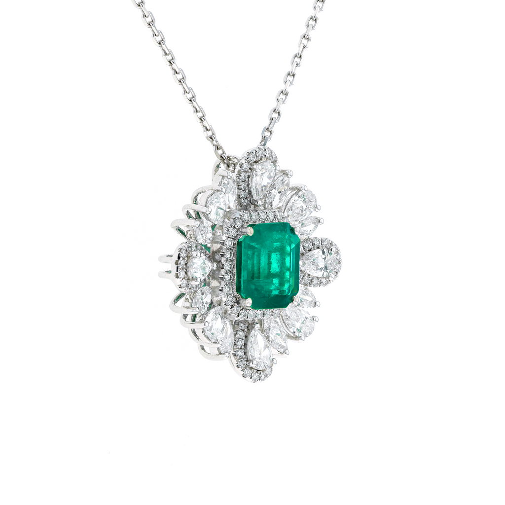 18KG Natural Vivid Muzo Green Emerald Diamond Ring/Pendant