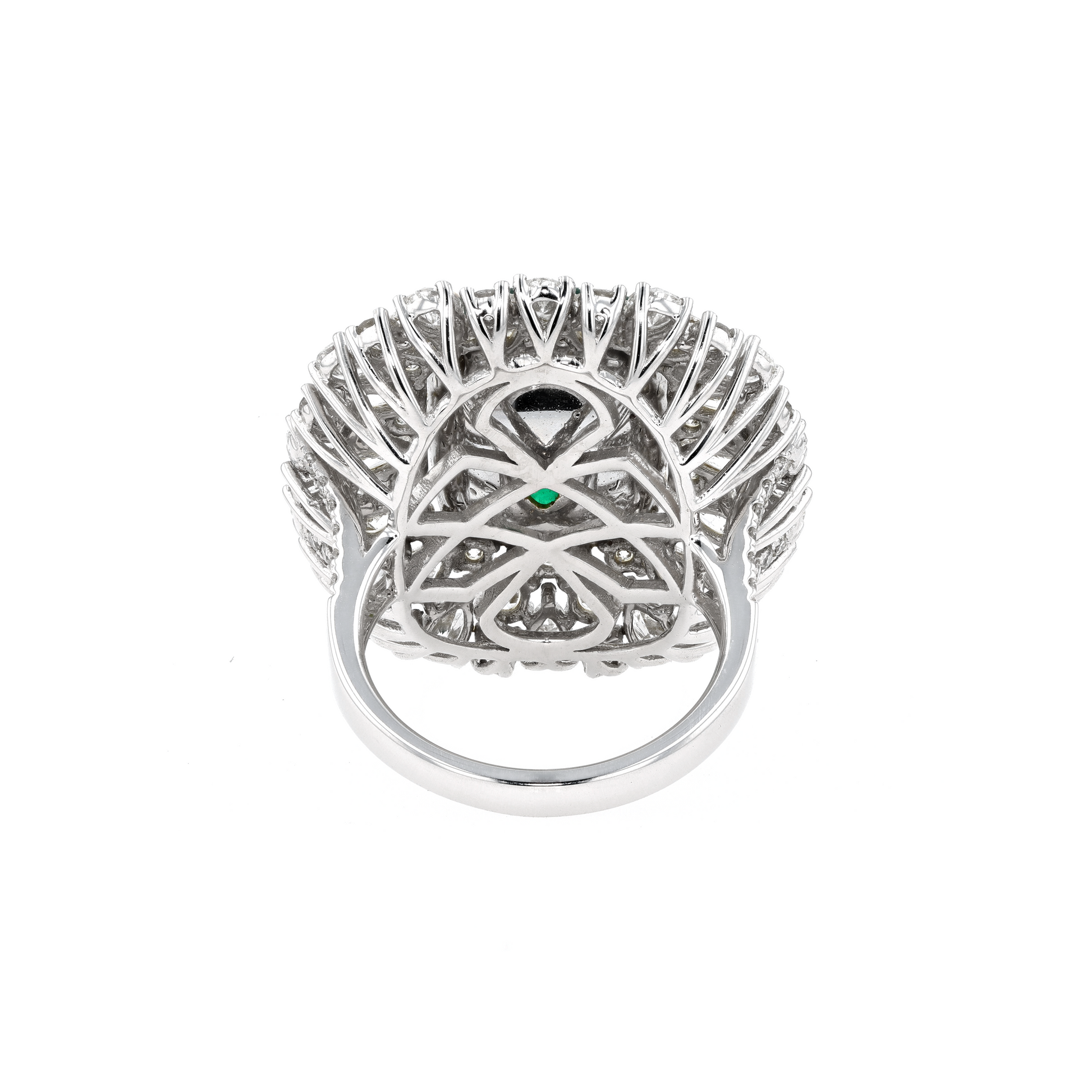 18KG Natural Green Emerald Diamond Ring