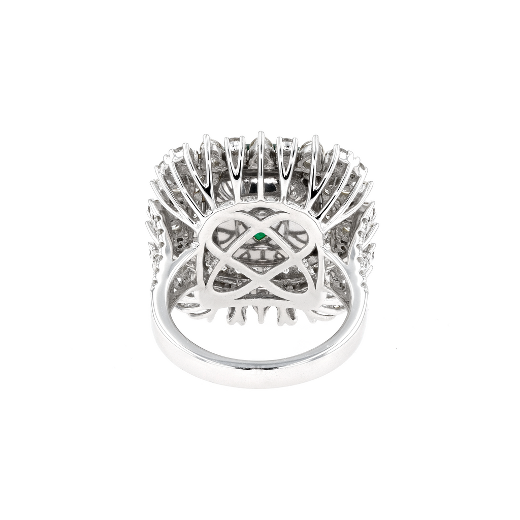 18KG Natural Green Emerald Diamond Ring