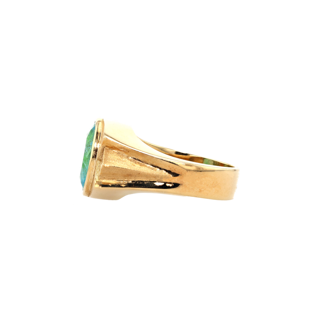 18KG Natural Green Emerald Diamond Ring