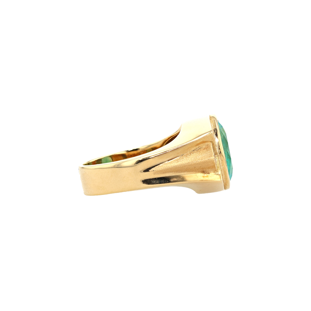 18KG Natural Green Emerald Diamond Ring