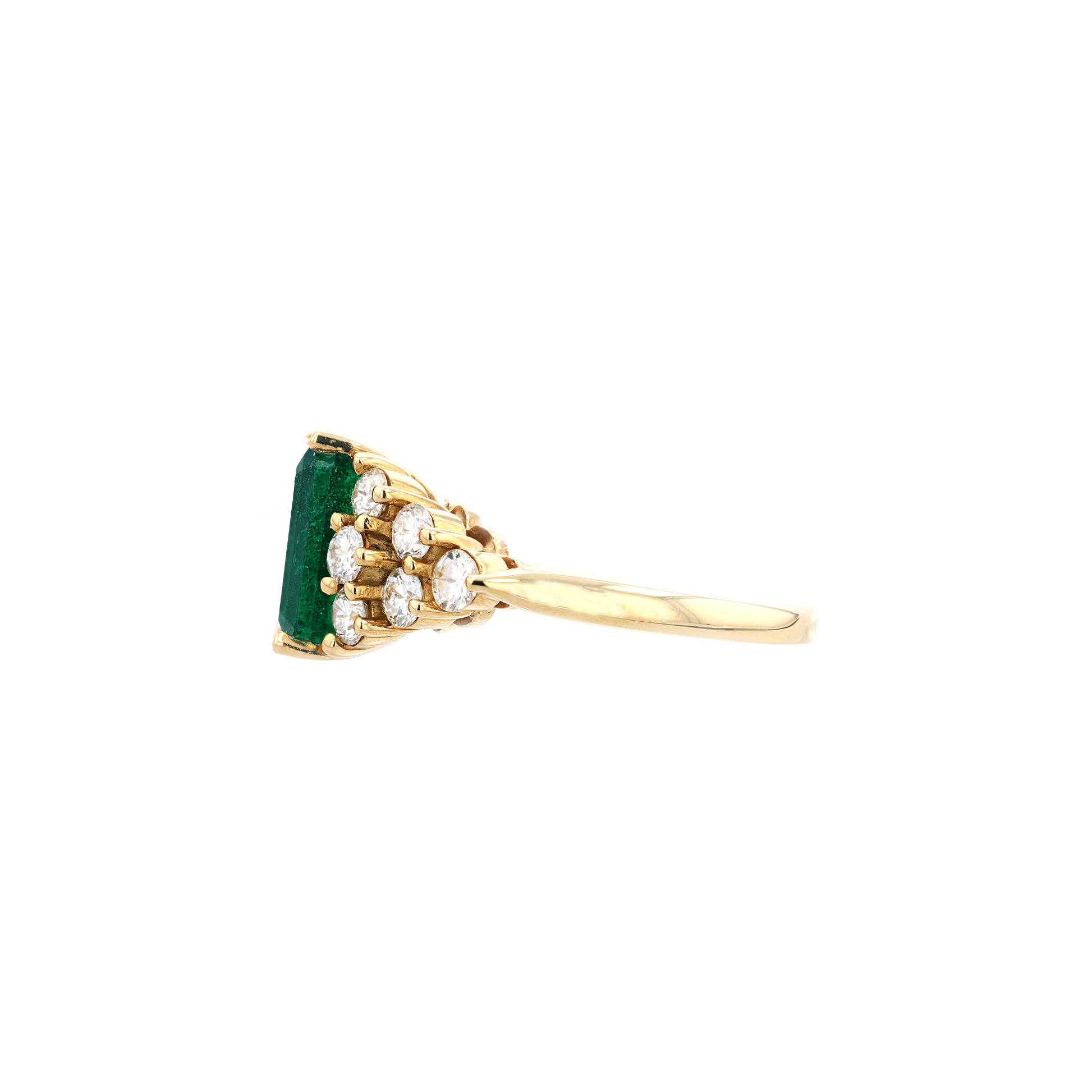 18KG Natural Green Emerald Diamond Ring
