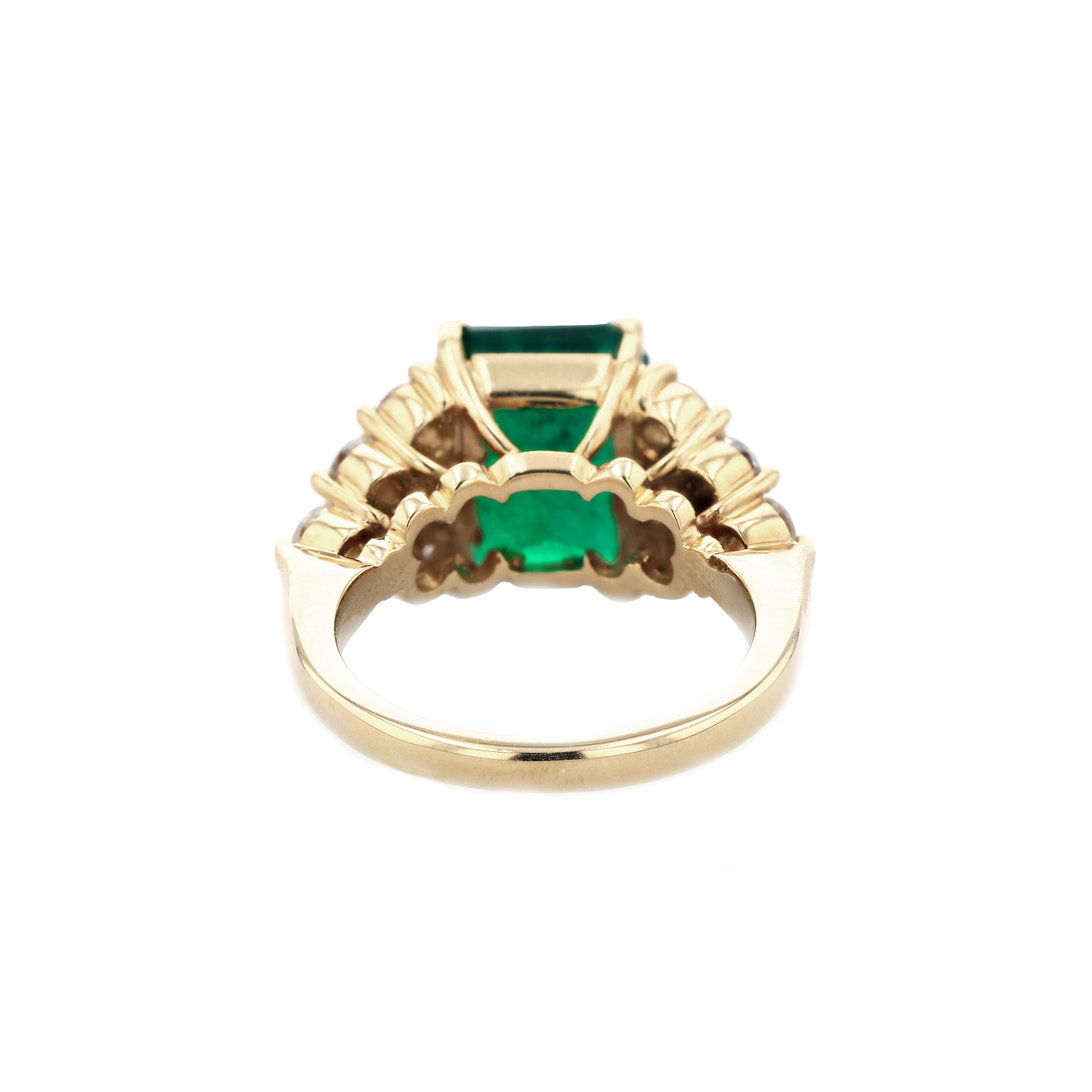 18KG Natural Green Emerald Diamond Ring