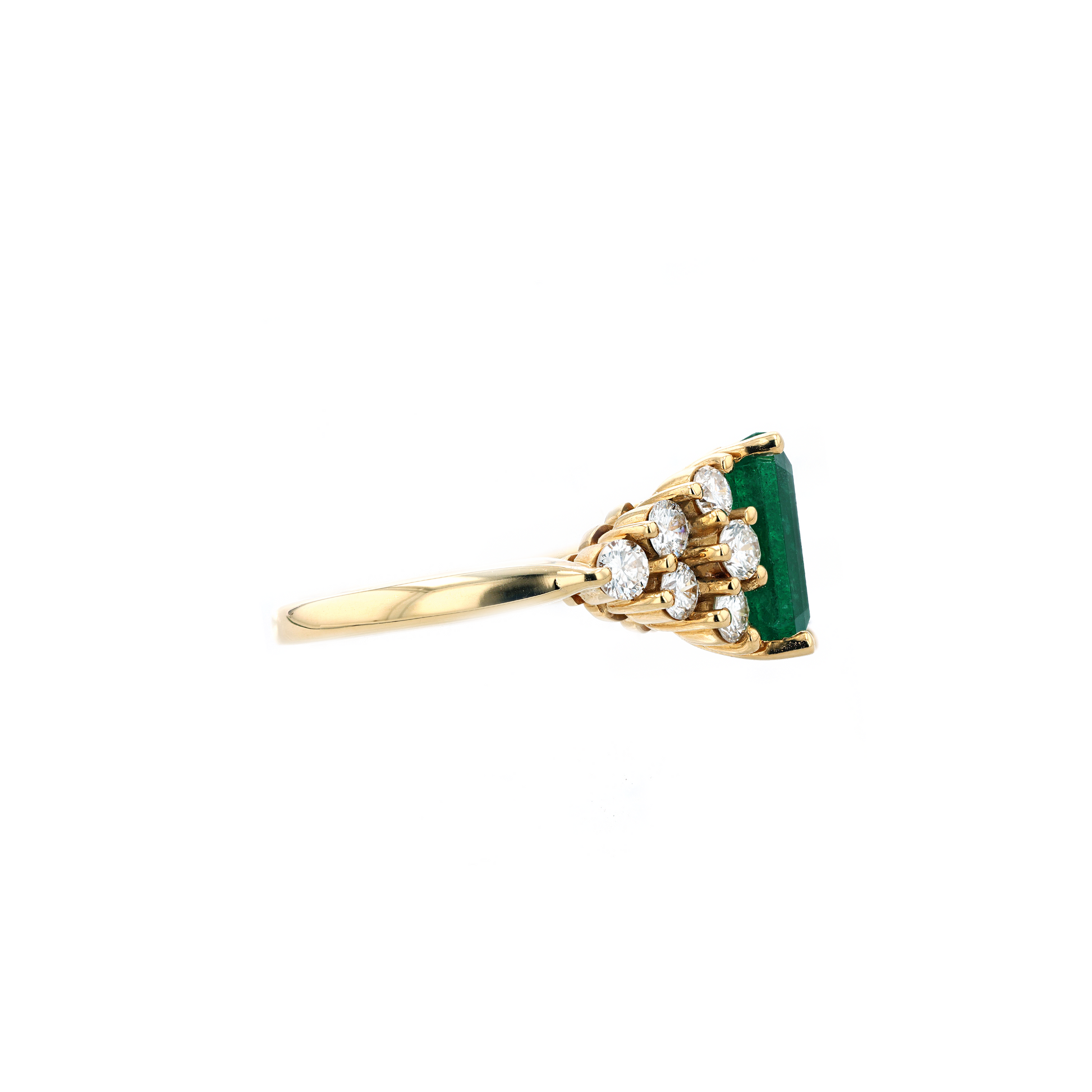 18KG Natural Green Emerald Diamond Ring