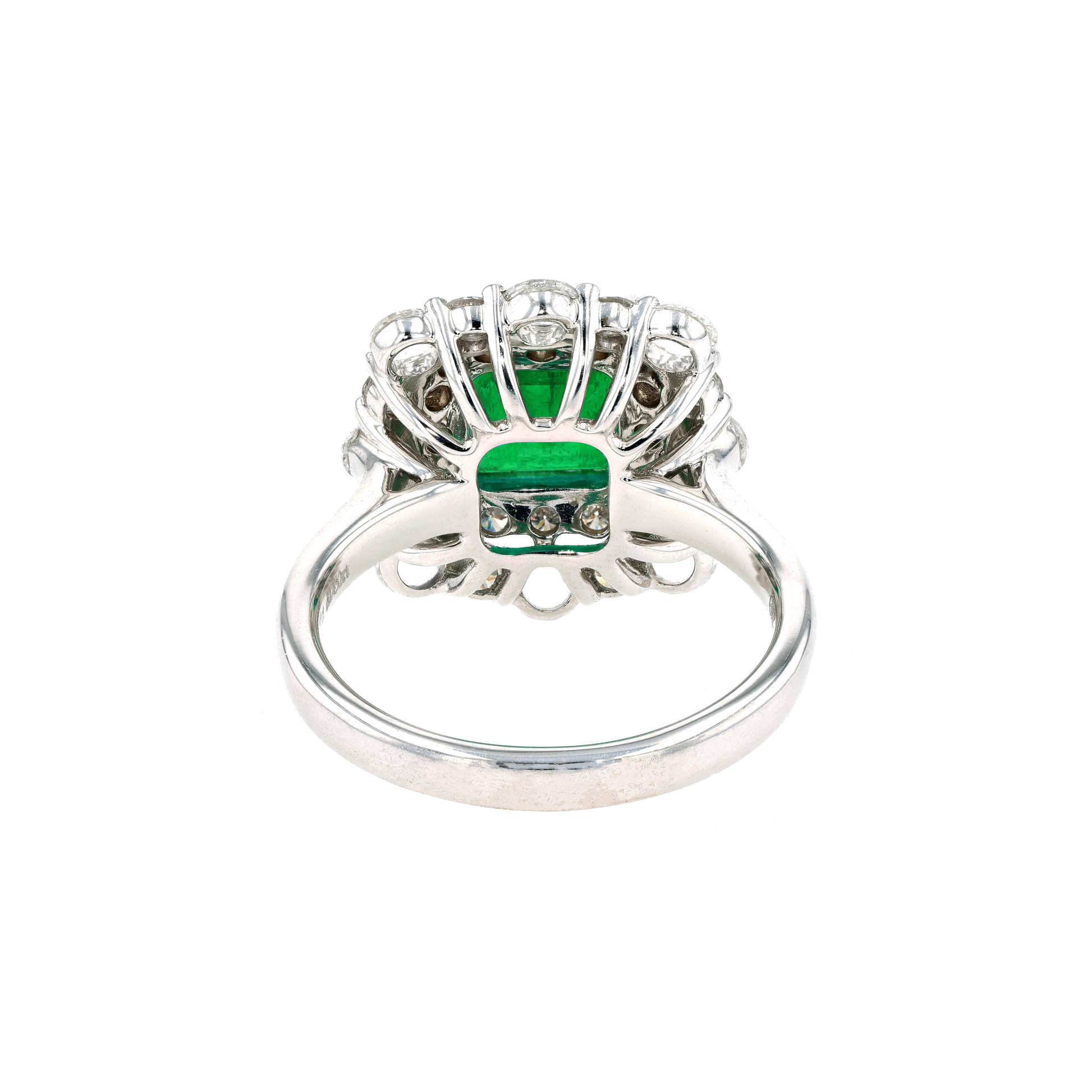 18KG Natural Green Emerald Diamond Ring