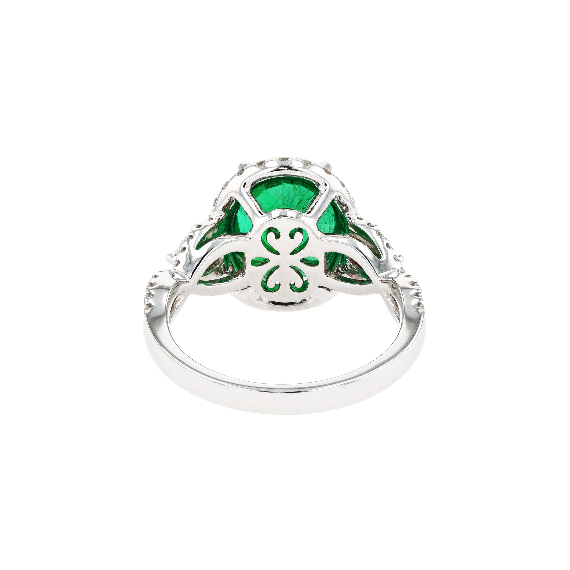 18KG Natural Green Emerald Diamond Ring