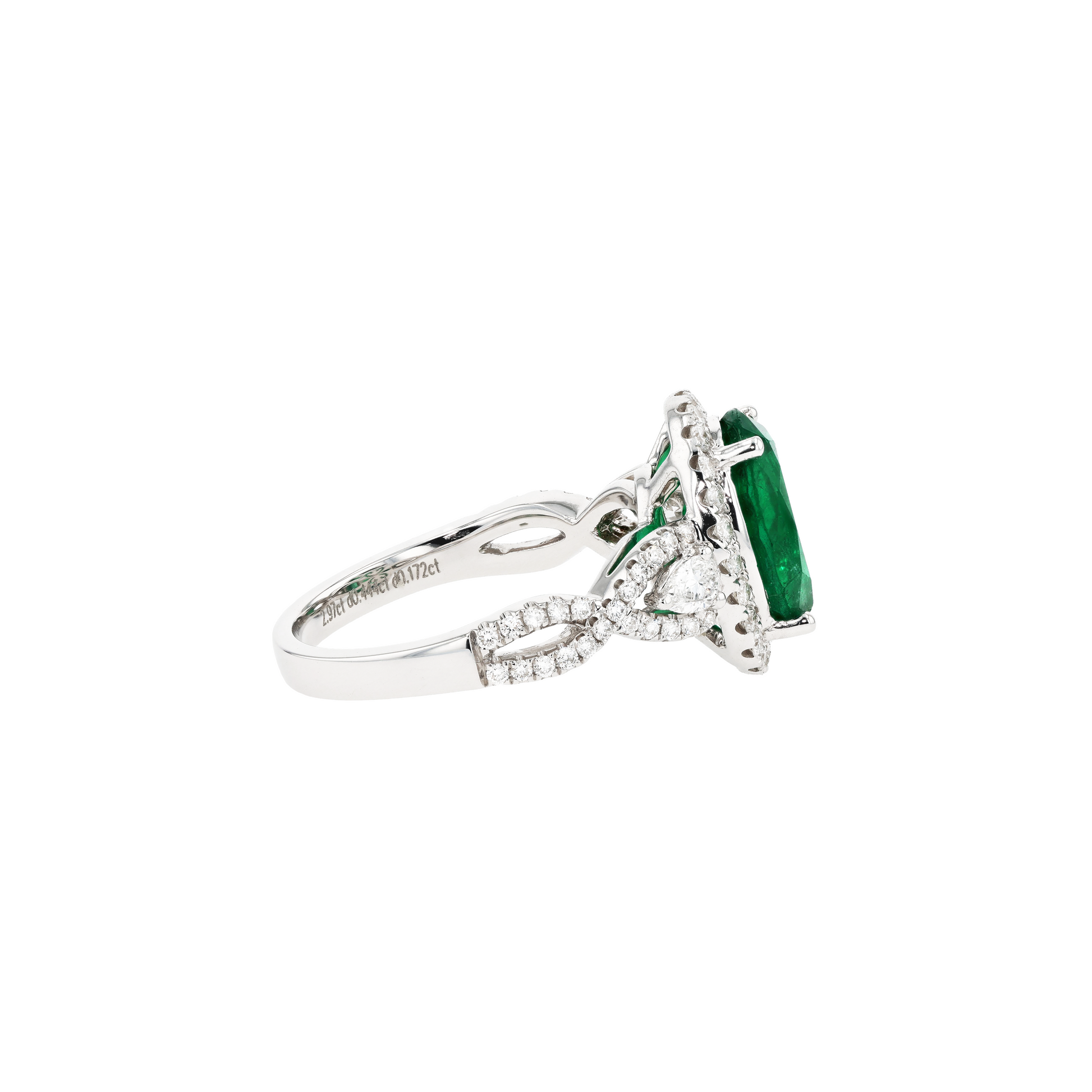 18KG Natural Green Emerald Diamond Ring