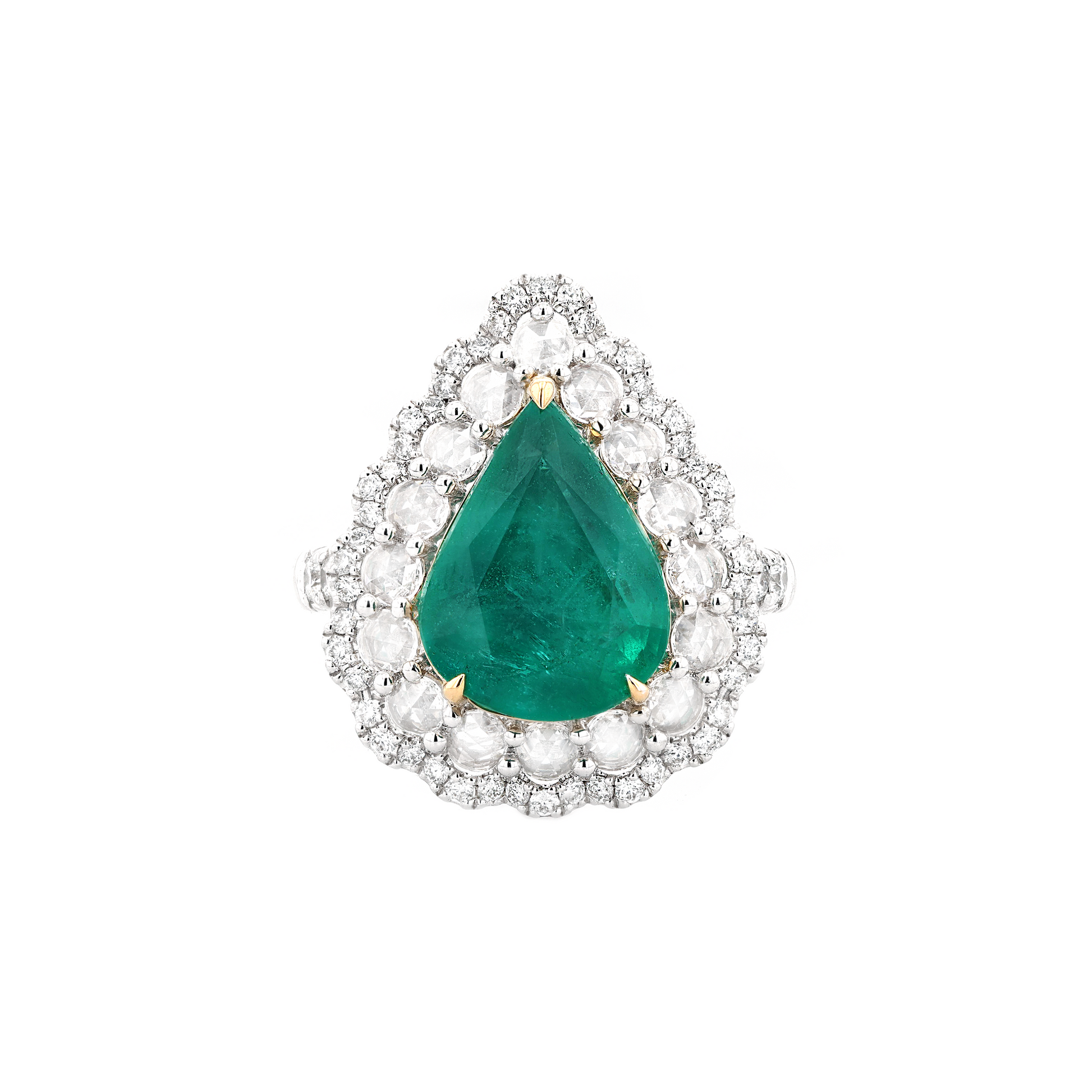 18KG Natural Green Emerald Diamond Ring/Pendant