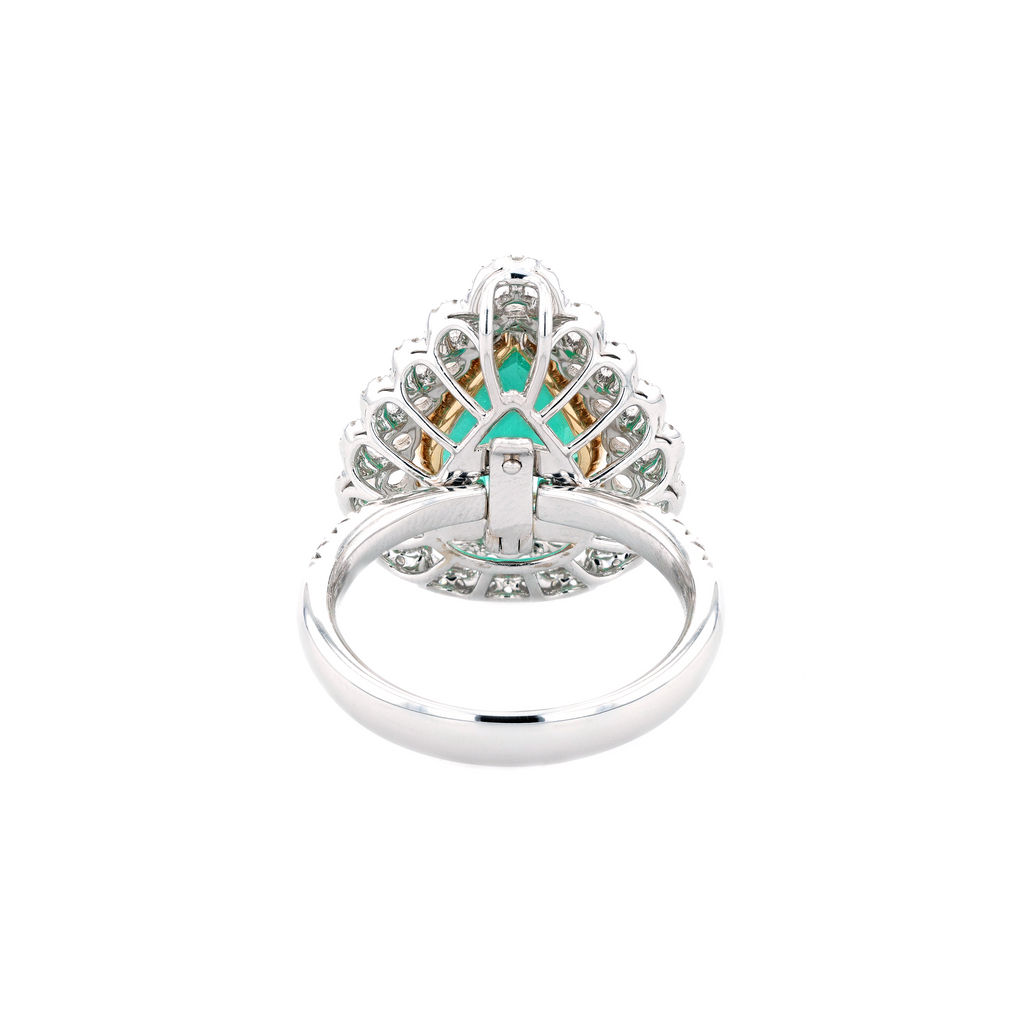 18KG Natural Green Emerald Diamond Ring/Pendant