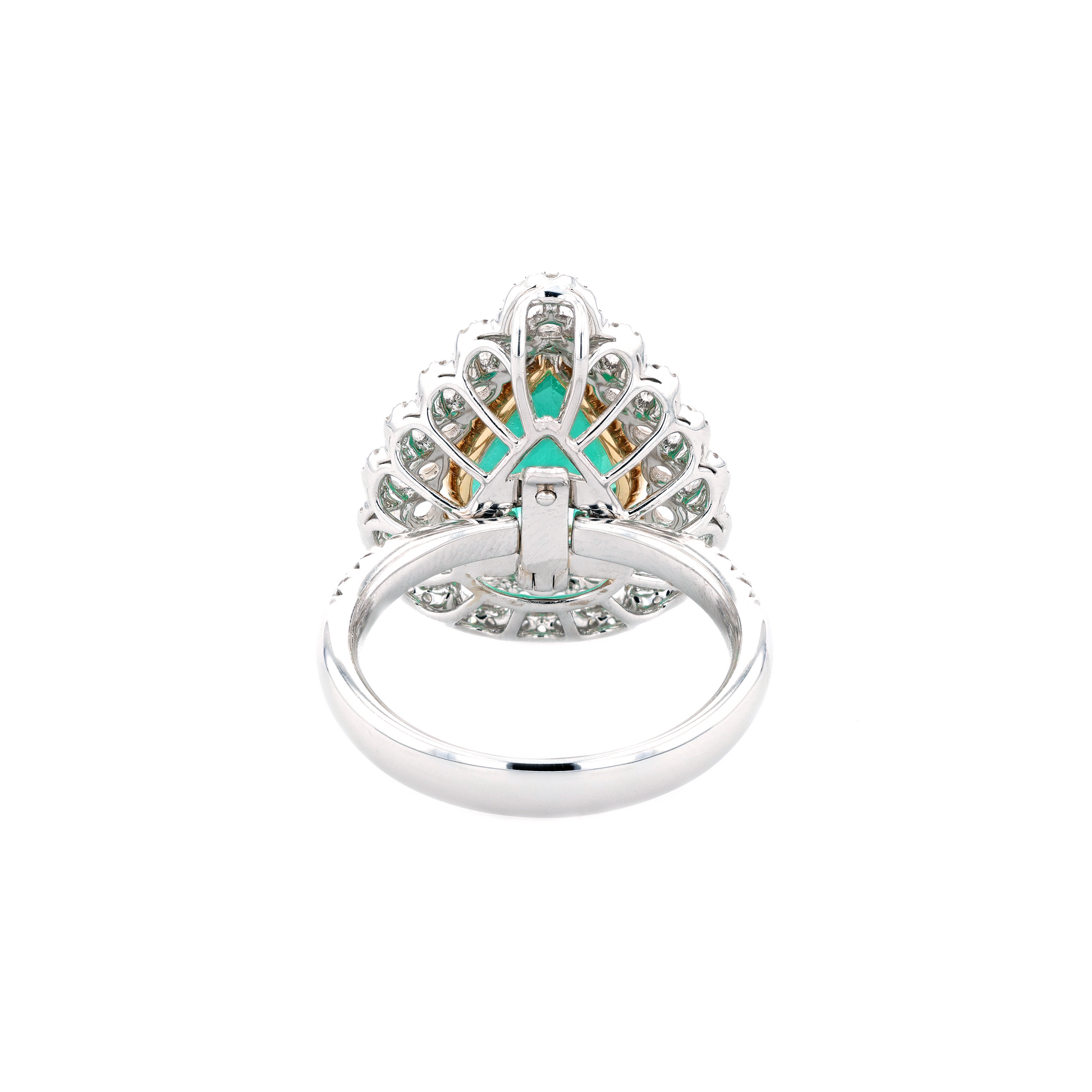 18KG Natural Green Emerald Diamond Ring/Pendant