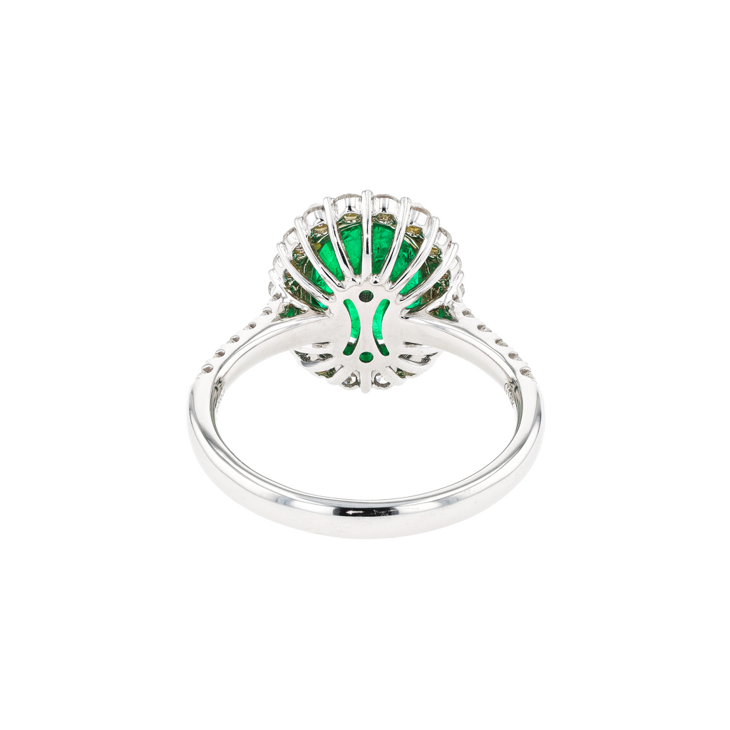 18KG Natural Green Emerald Diamond Ring