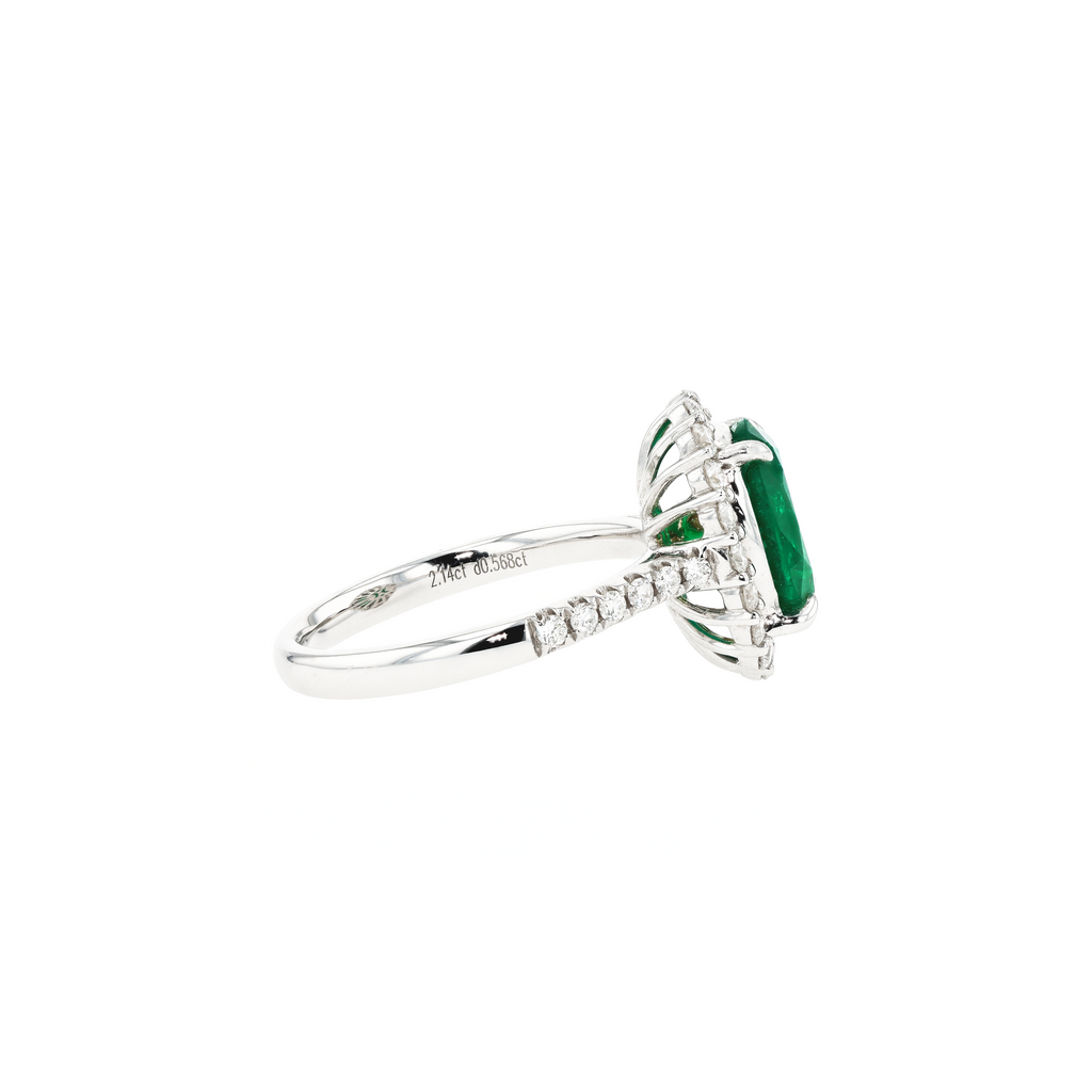 18KG Natural Green Emerald Diamond Ring