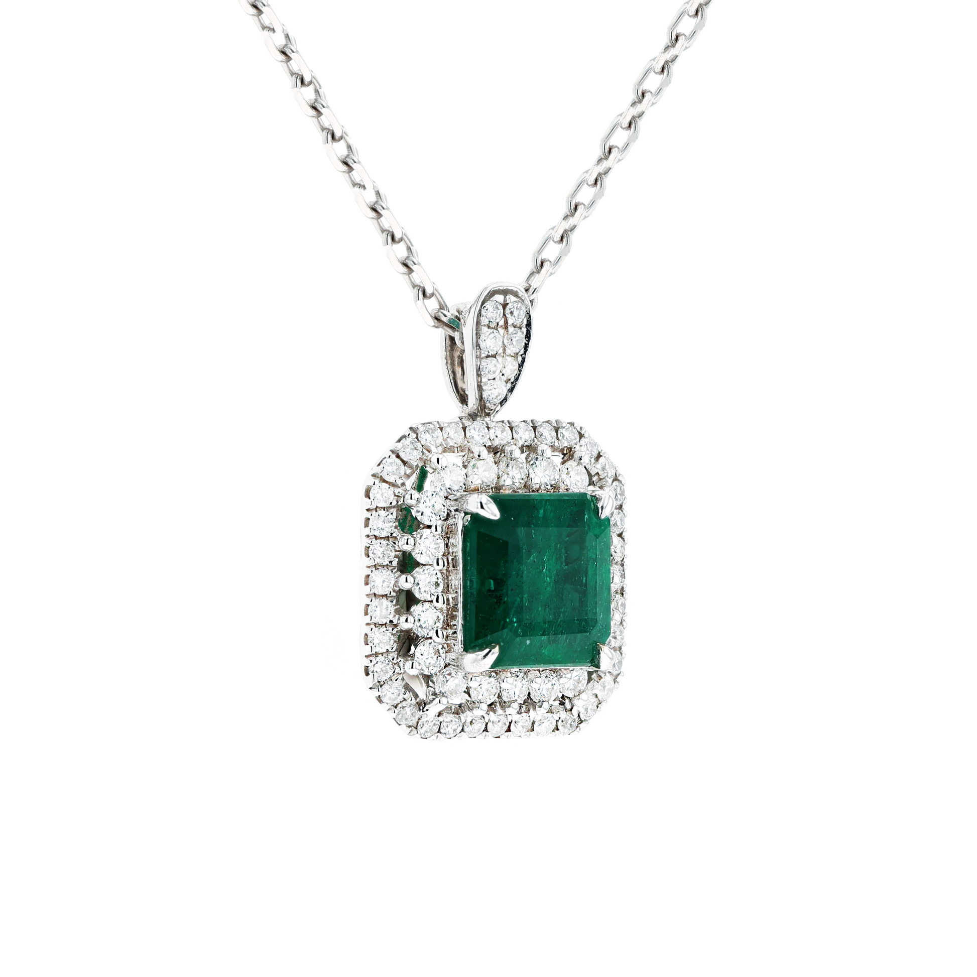 18KG Natural Green Emerald Diamond Ring/Pendant