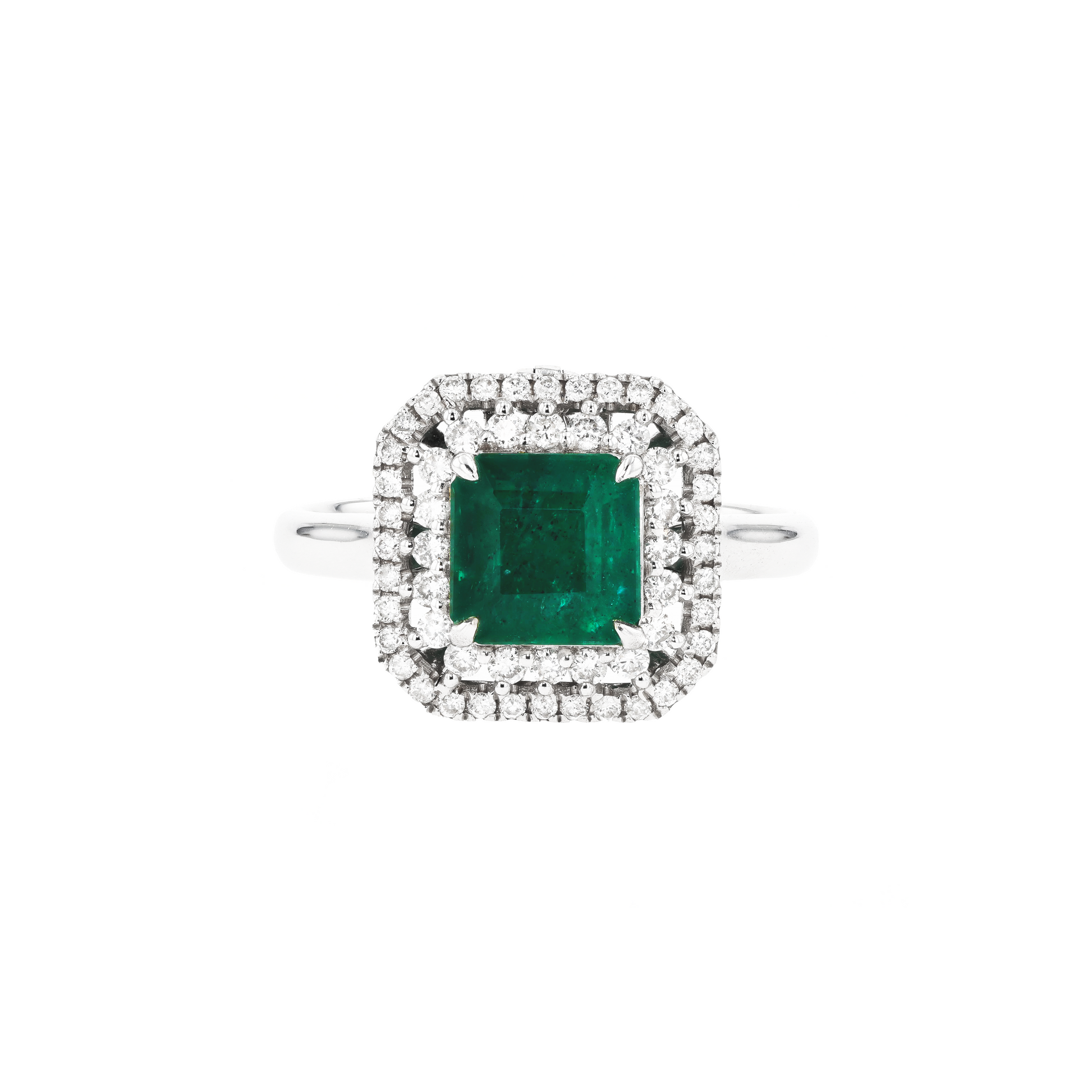 18KG Natural Green Emerald Diamond Ring/Pendant