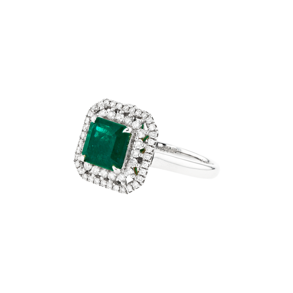 18KG Natural Green Emerald Diamond Ring/Pendant