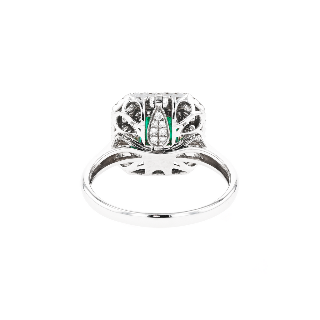 18KG Natural Green Emerald Diamond Ring/Pendant