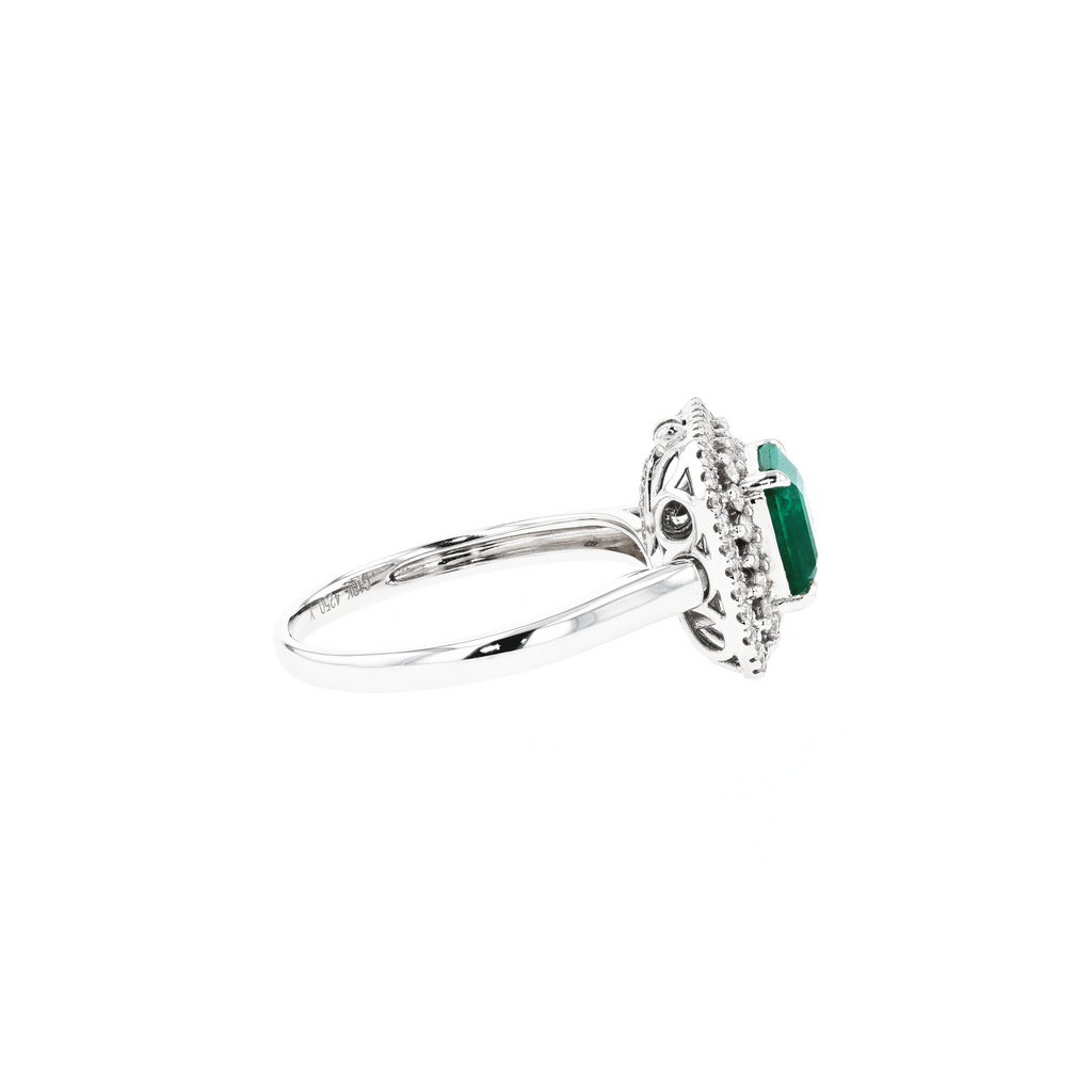 18KG Natural Green Emerald Diamond Ring/Pendant