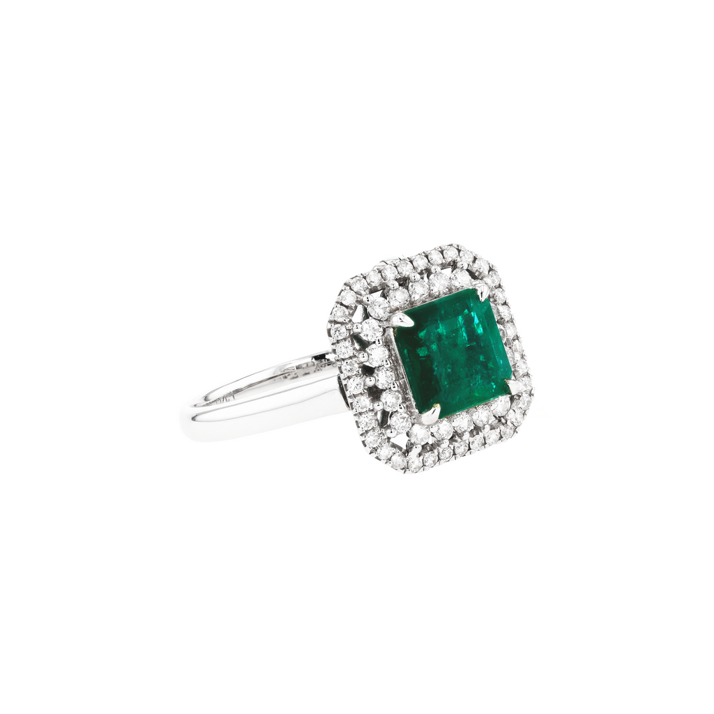 18KG Natural Green Emerald Diamond Ring/Pendant