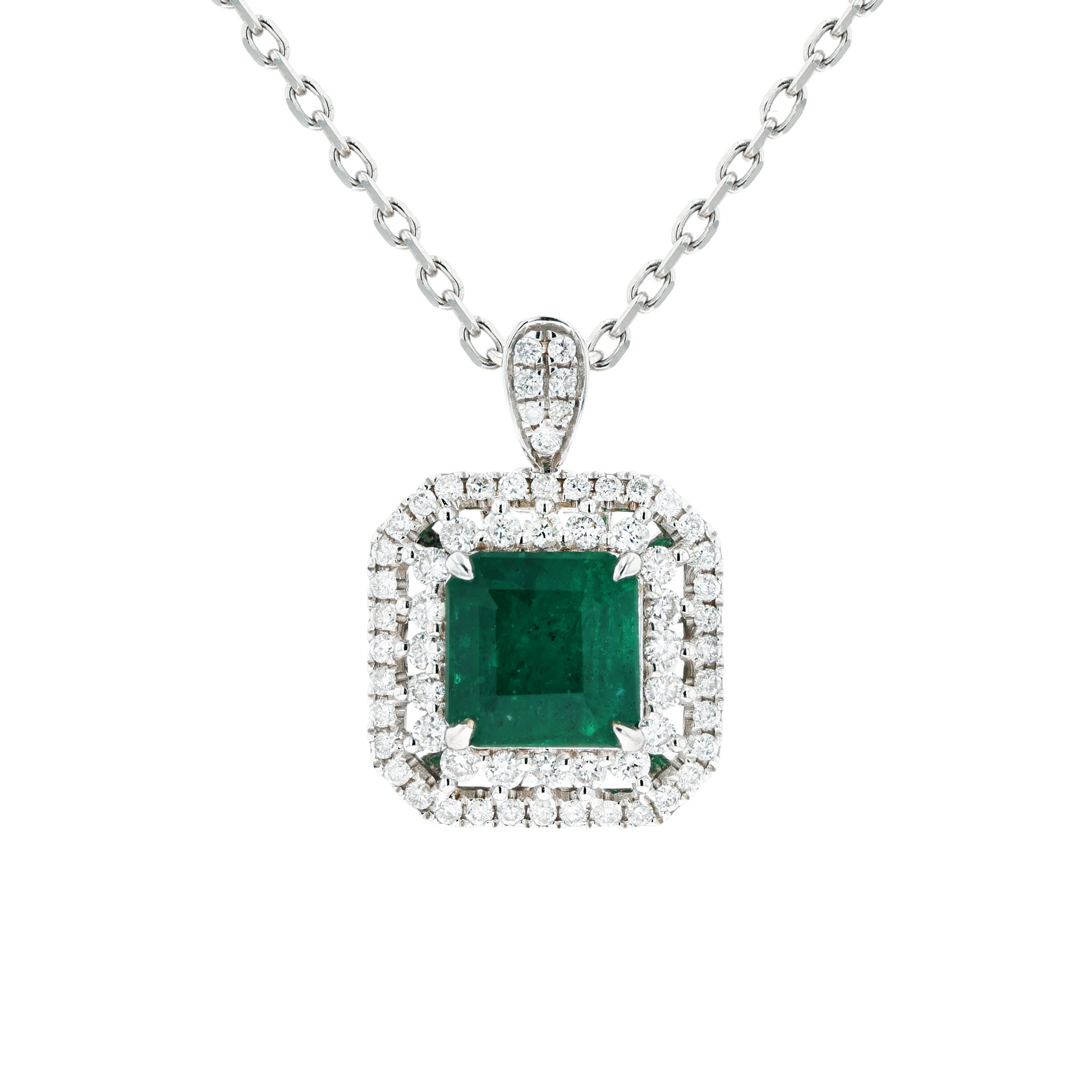 18KG Natural Green Emerald Diamond Ring/Pendant